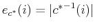 $e_{c^*}(i)=\vert{c^*}^{-1}(i)\vert$