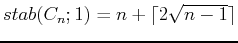 $stab(C_n;1)=n+\lceil 2\sqrt{n-1} \rceil$